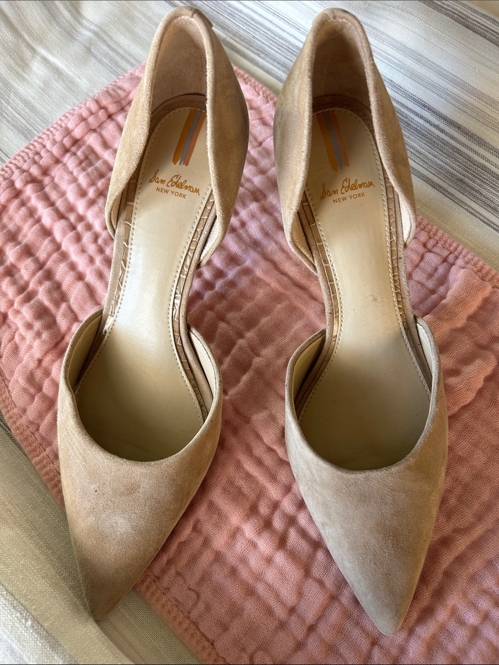 Sam Edelman Tan Suede Pointed-Toe Heels
